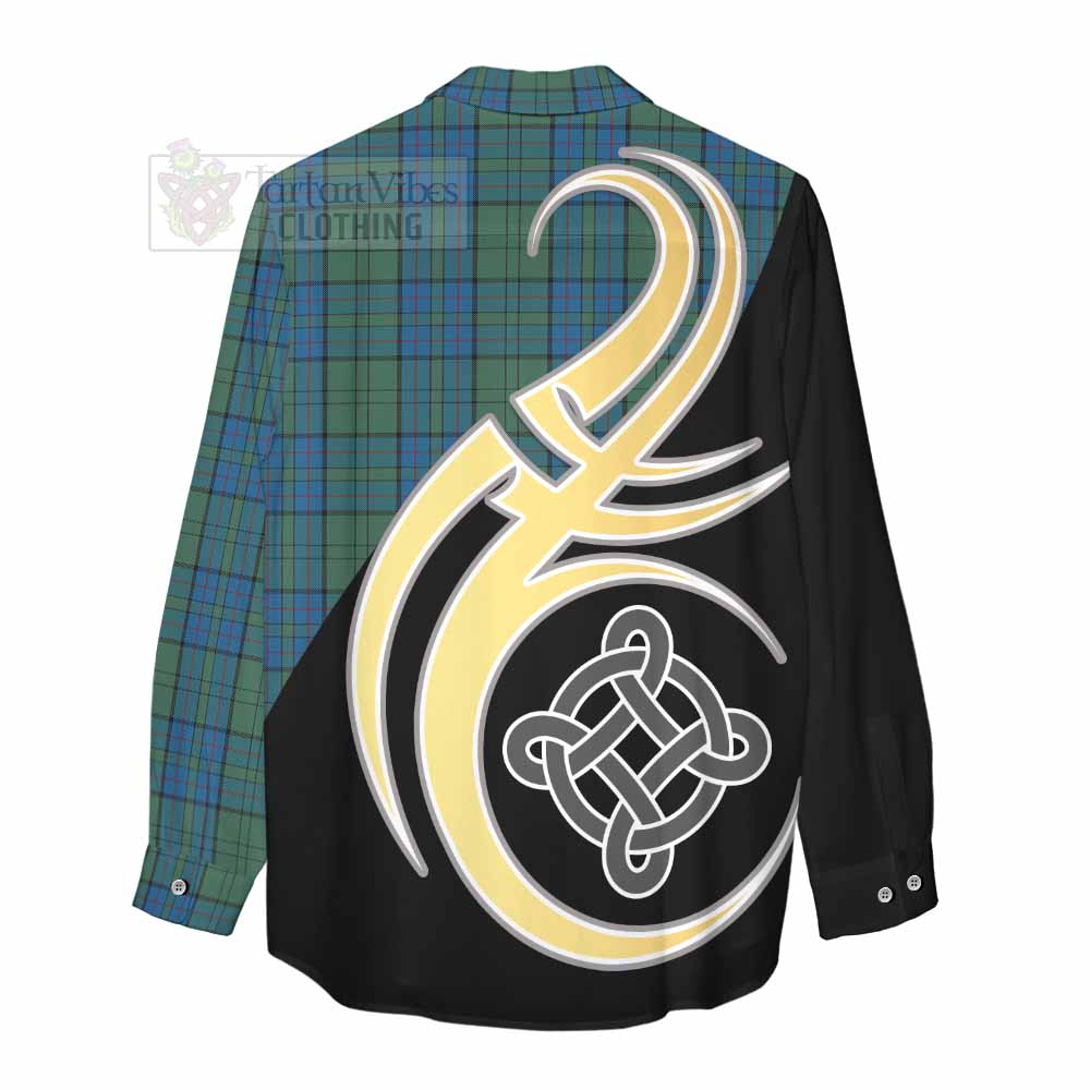 Lockhart Tartan Women's Casual Shirt with Family Crest and Celtic Symbol Style - Tartan Vibes Clothing