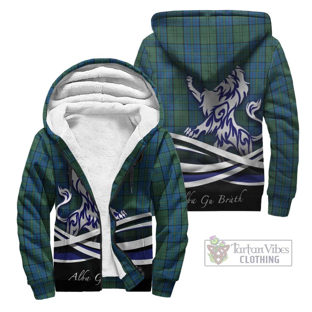 Lockhart Tartan Sherpa Hoodie with Alba Gu Brath Regal Lion Emblem Unisex - Tartan Vibes Clothing
