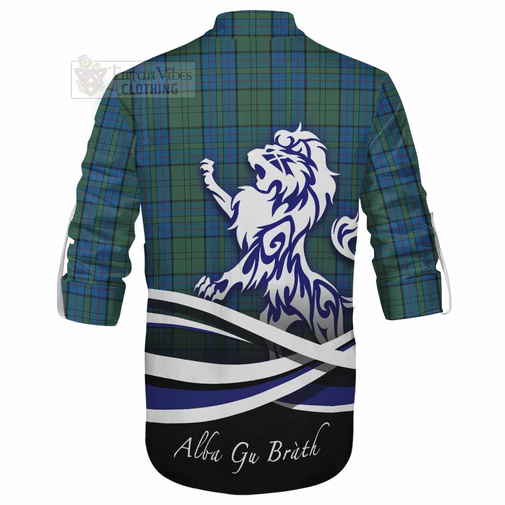 Lockhart Tartan Ghillie Kilt Shirt with Alba Gu Brath Regal Lion Emblem - Tartan Vibes Clothing