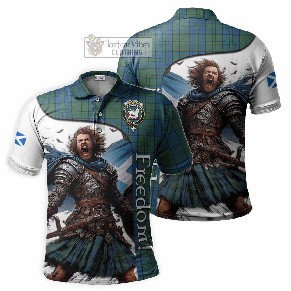Tartan Vibes Clothing Lockhart Crest Tartan Polo Shirt Inspired by the Freedom of Scottish Warrior