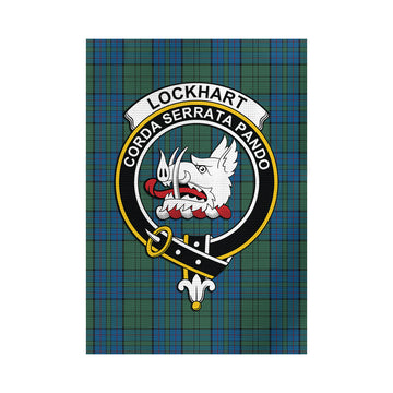Lockhart Tartan Garden Flag with Family Crest