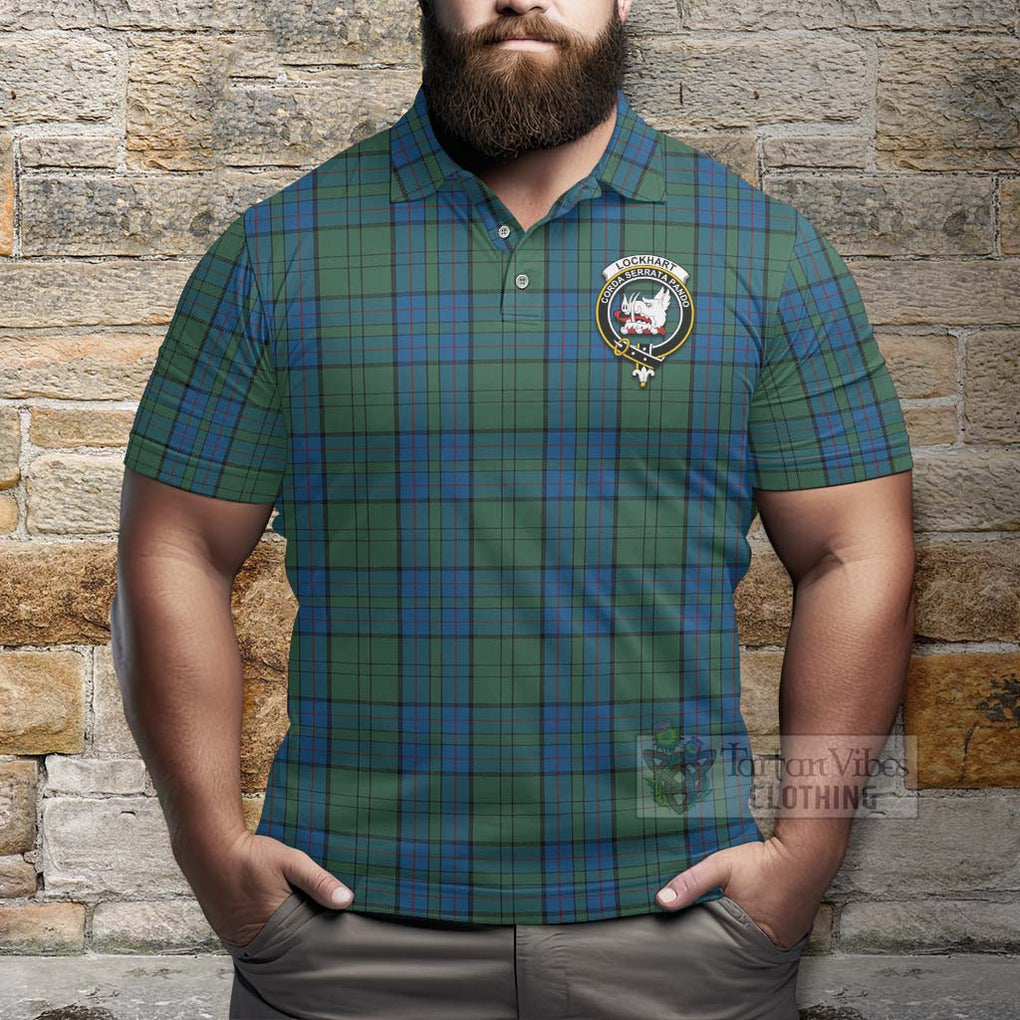 Lockhart Tartan Polo Shirt with Family Crest Celtic Skull Style - Tartan Vibes Clothing