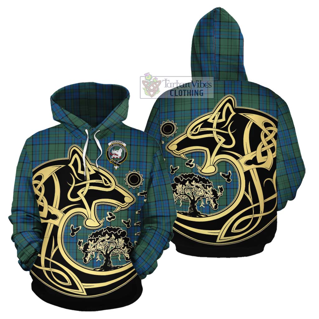 Lockhart Tartan Cotton Hoodie with Family Crest Celtic Wolf Style Zip Hoodie - Tartan Vibes Clothing