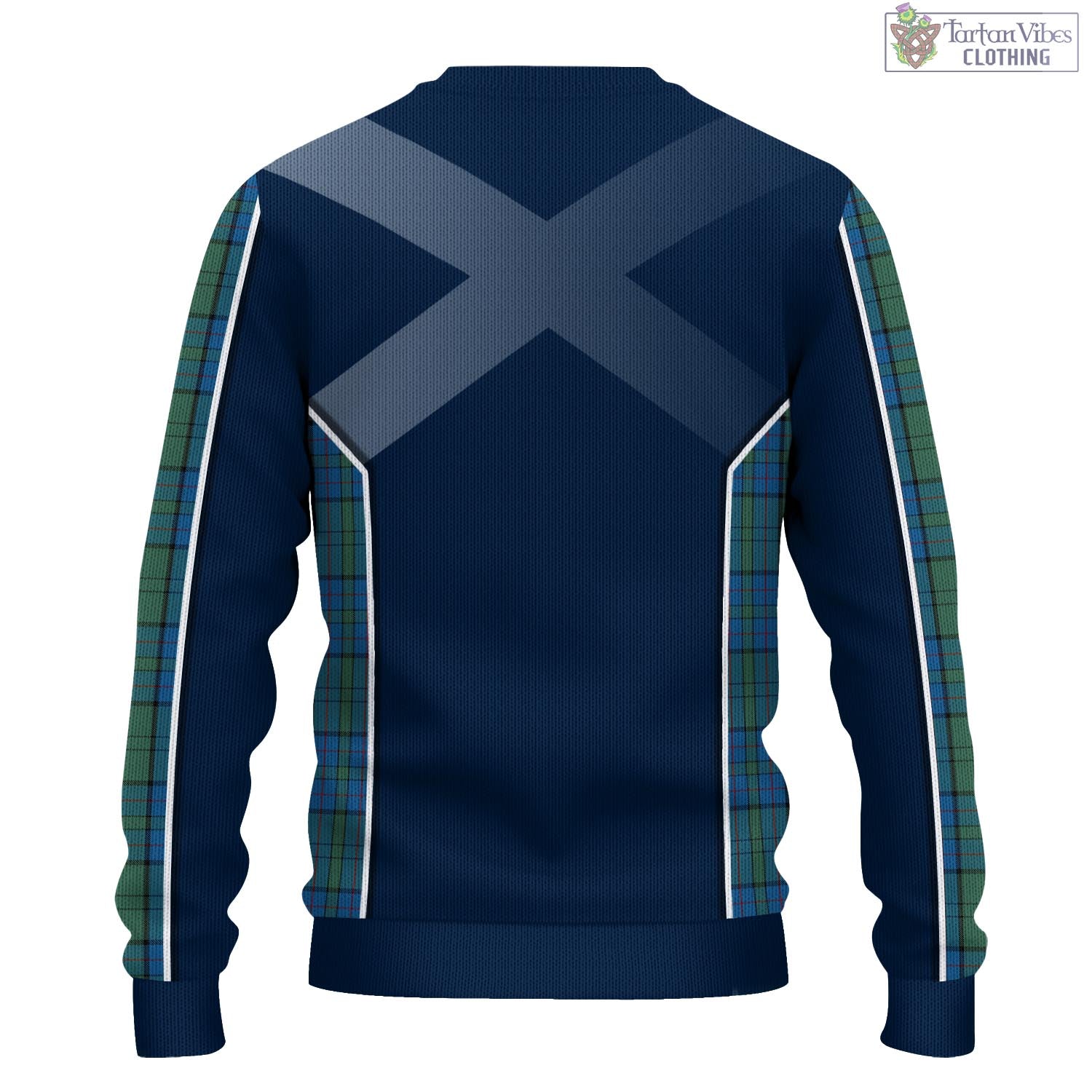 Tartan Vibes Clothing Lockhart Tartan Knitted Sweatshirt with Family Crest and Scottish Thistle Vibes Sport Style