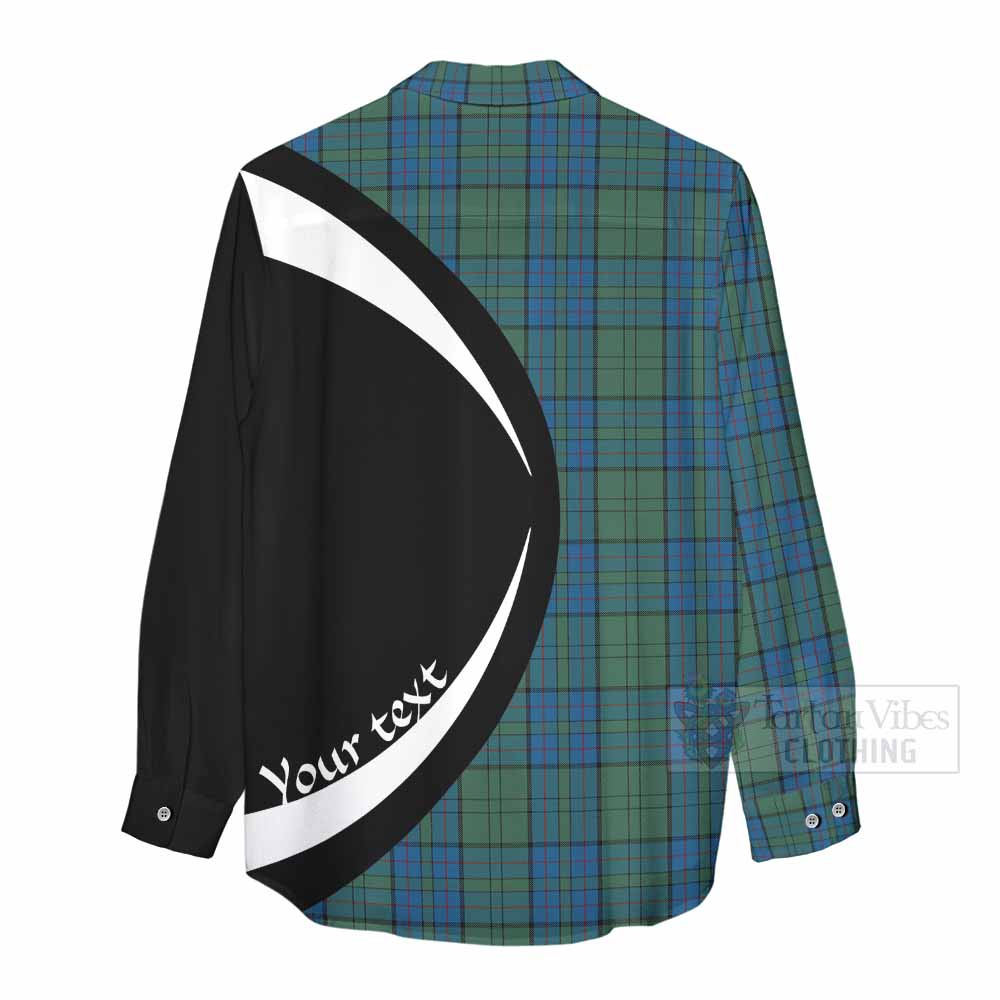 Lockhart Tartan Women's Casual Shirt with Family Crest Circle Style - Tartan Vibes Clothing