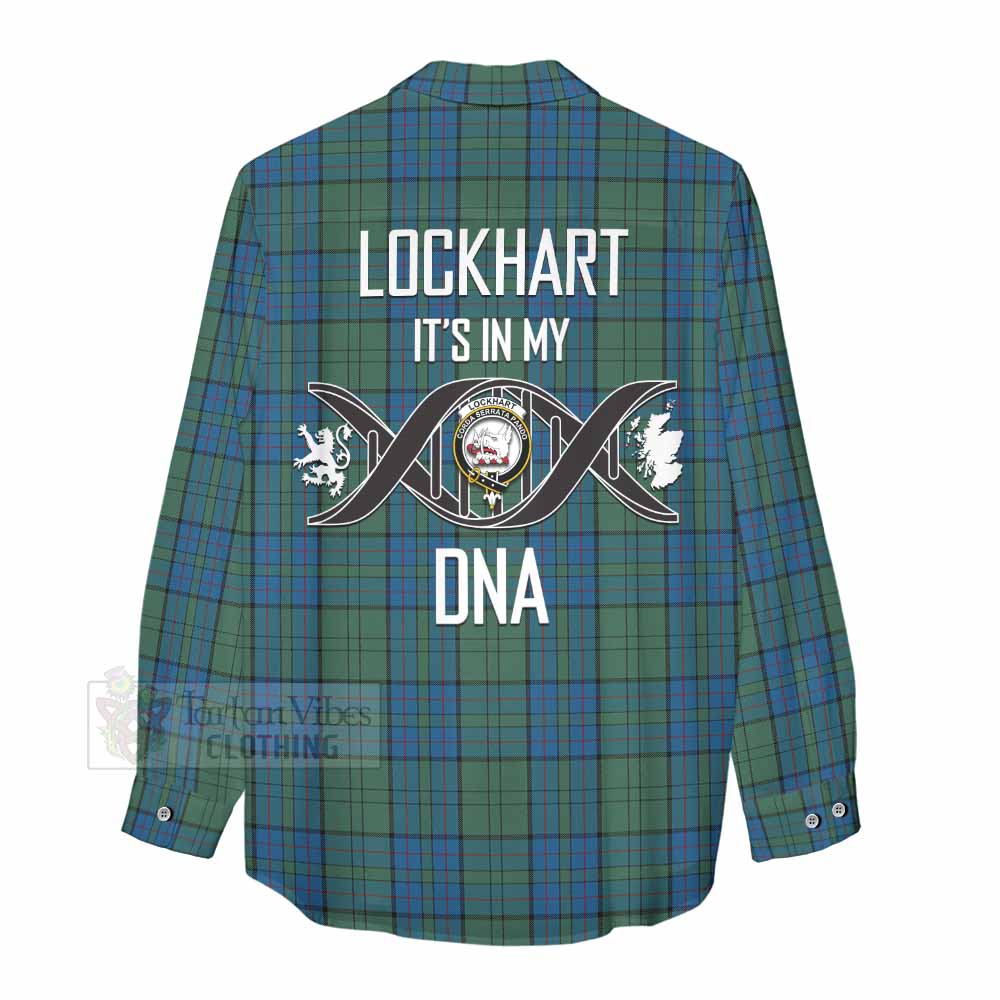 Lockhart Tartan Women's Casual Shirt with Family Crest DNA In Me Style - Tartan Vibes Clothing