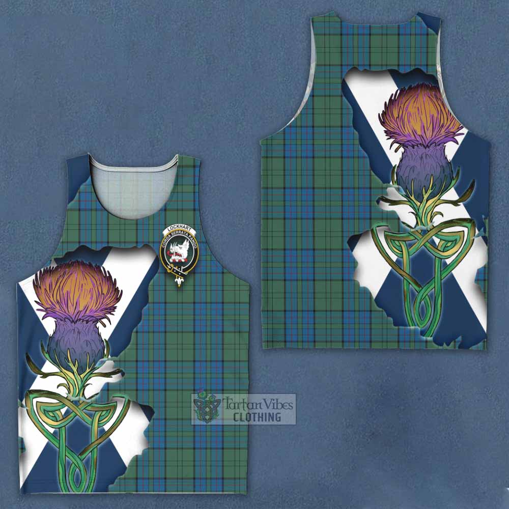Lockhart Tartan Family Crest Men's Tank Top Scottish Thistle Celtic Inspired - Tartan Vibes Clothing