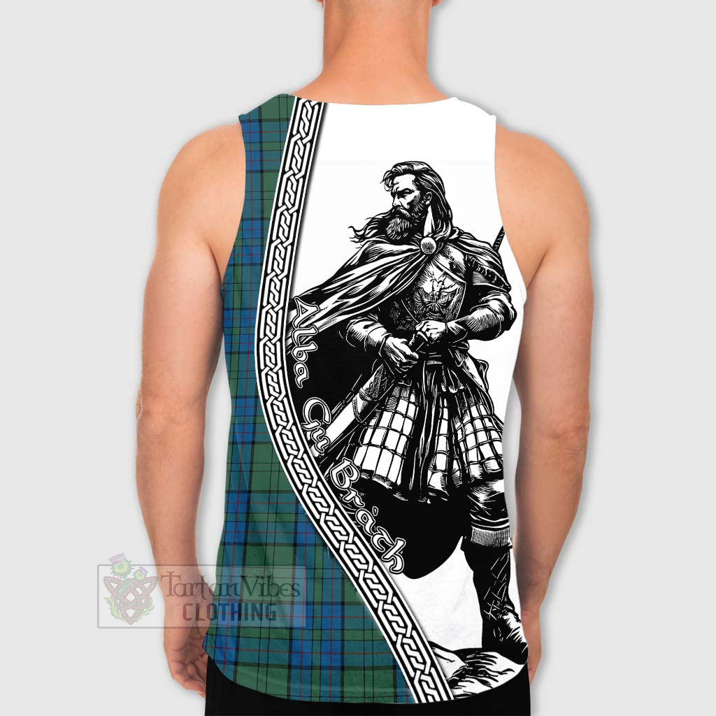 Lockhart Tartan Clan Crest Men's Tank Top with Highlander Warrior Celtic Style - Tartan Vibes Clothing