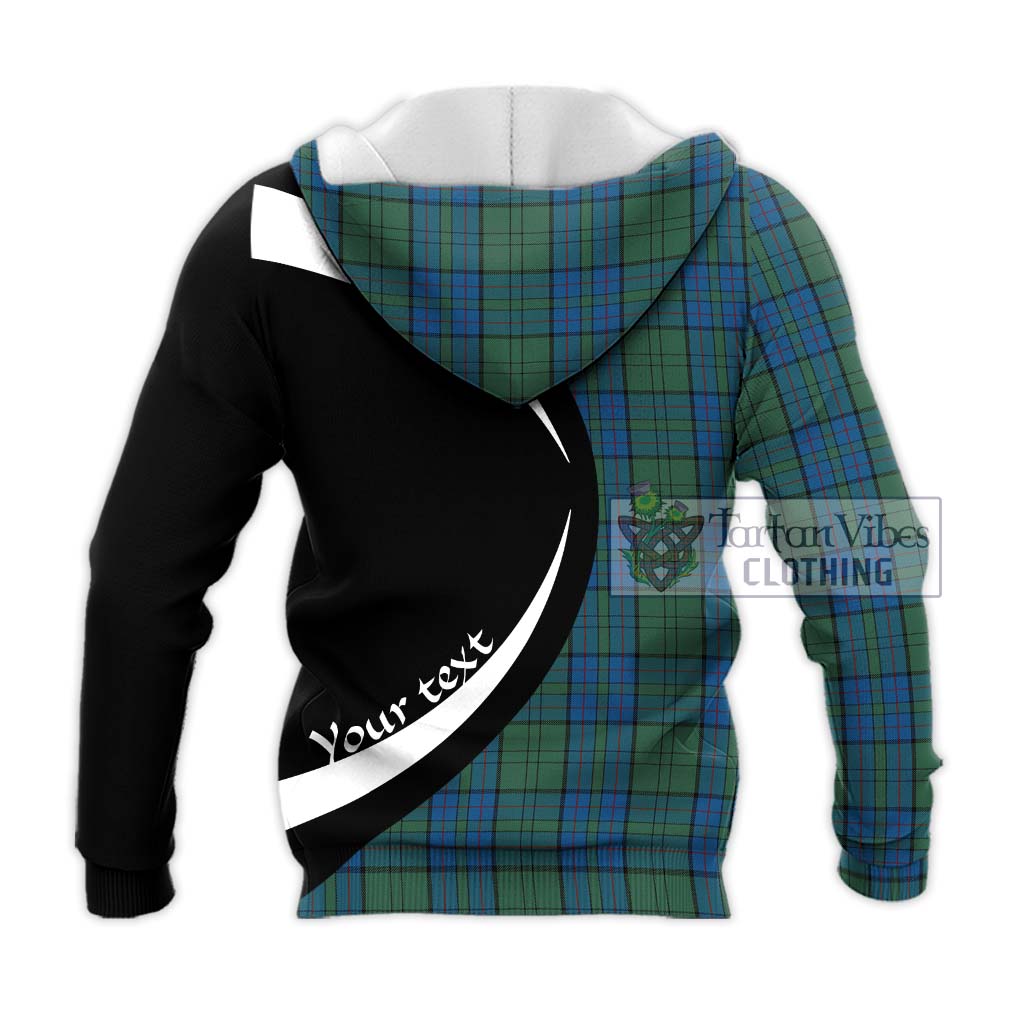 Lockhart Tartan Knitted Hoodie with Family Crest Circle Style - Tartan Vibes Clothing