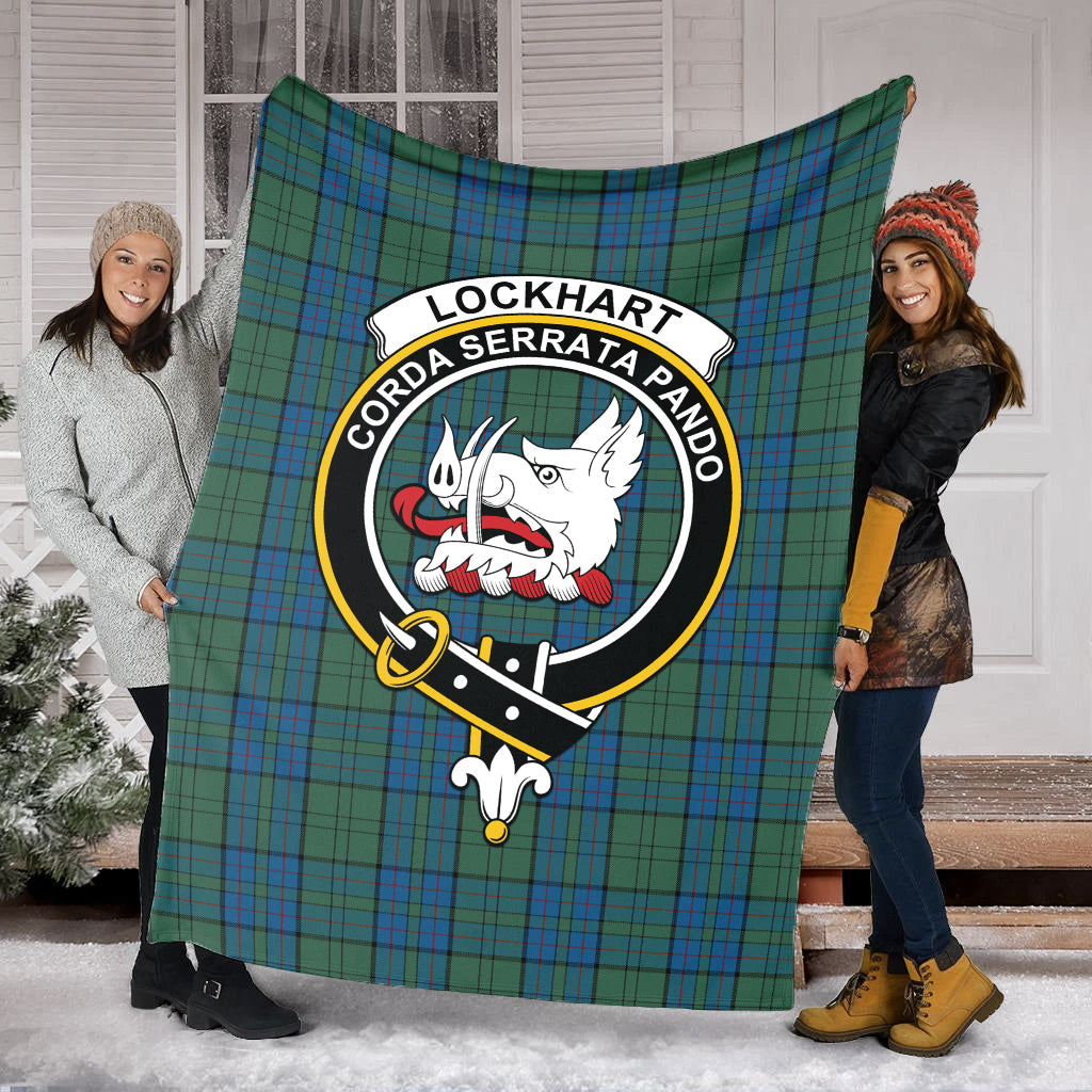 Lockhart Tartan Blanket with Family Crest - Tartan Vibes Clothing