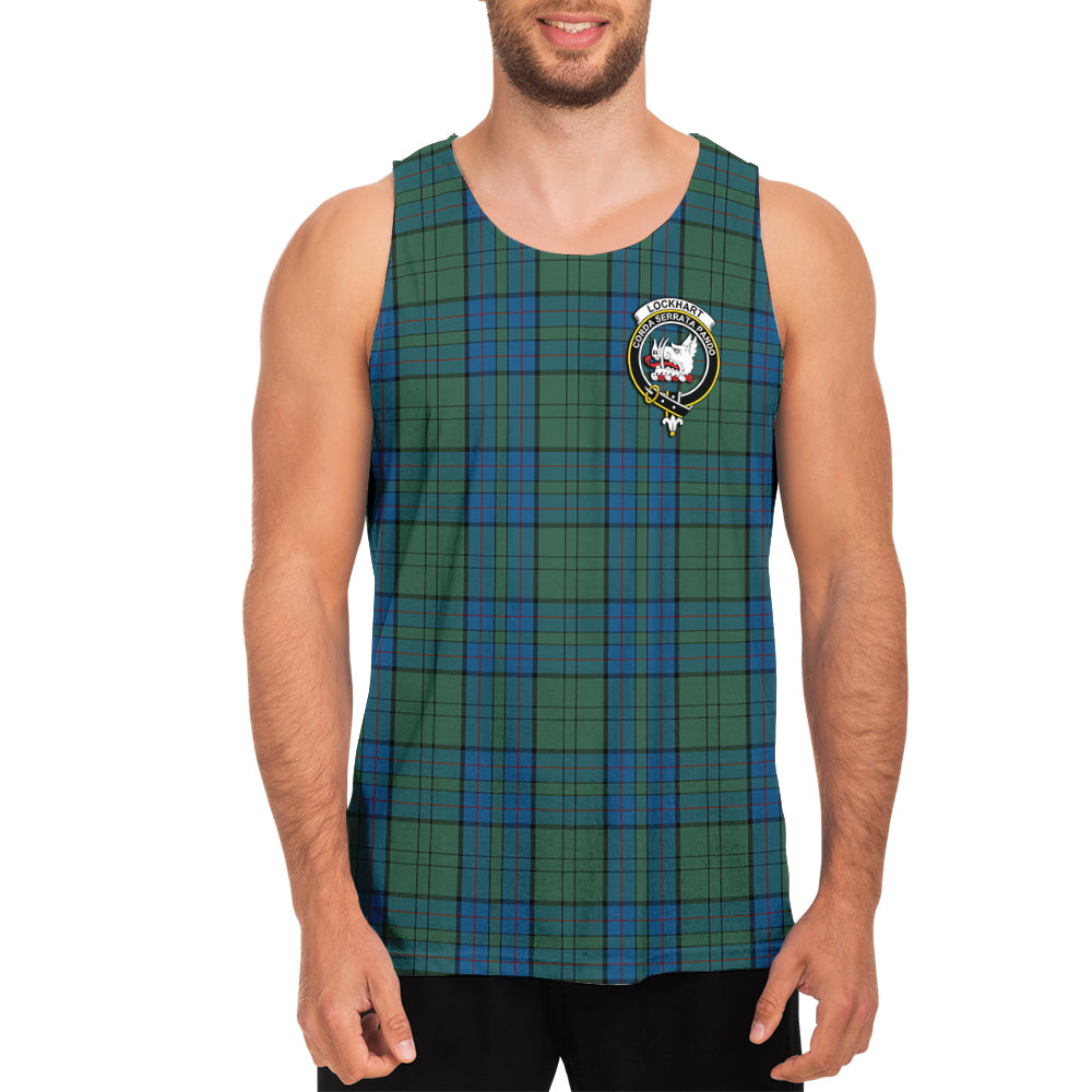 Lockhart Tartan Mens Tank Top with Family Crest - Tartan Vibes Clothing