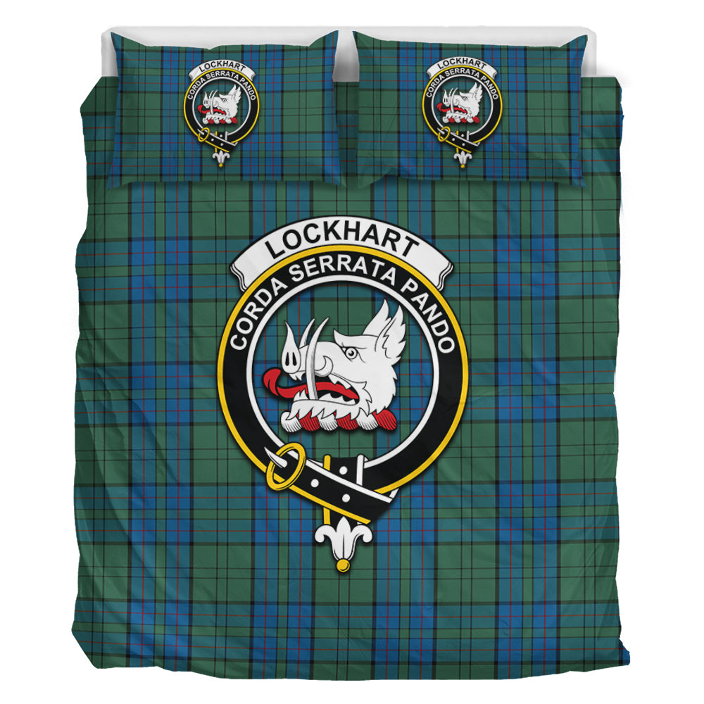 Lockhart Tartan Bedding Set with Family Crest - Tartan Vibes Clothing