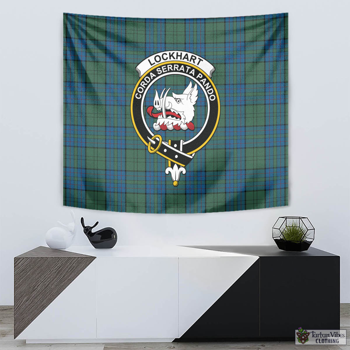 Lockhart Tartan Tapestry Wall Hanging and Home Decor for Room with Family Crest - Tartan Vibes Clothing