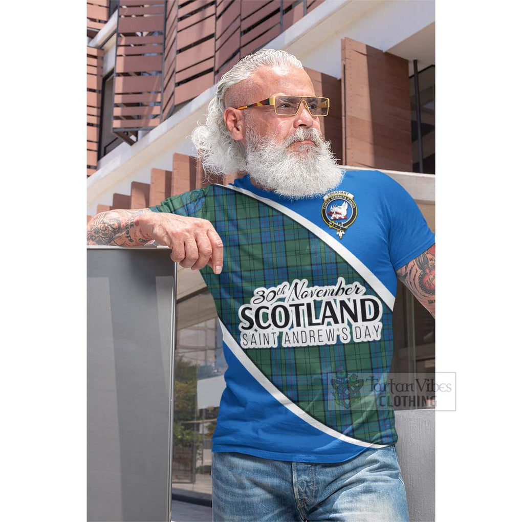 Tartan Vibes Clothing Lockhart Family Crest Tartan Cotton T-shirt Celebrate Saint Andrew's Day in Style