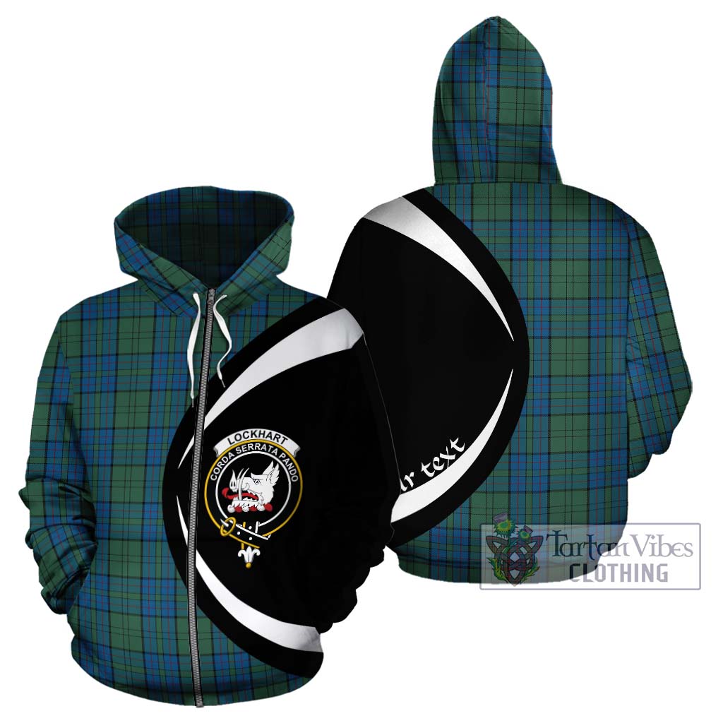 Lockhart Tartan Hoodie with Family Crest Circle Style - Tartan Vibes Clothing