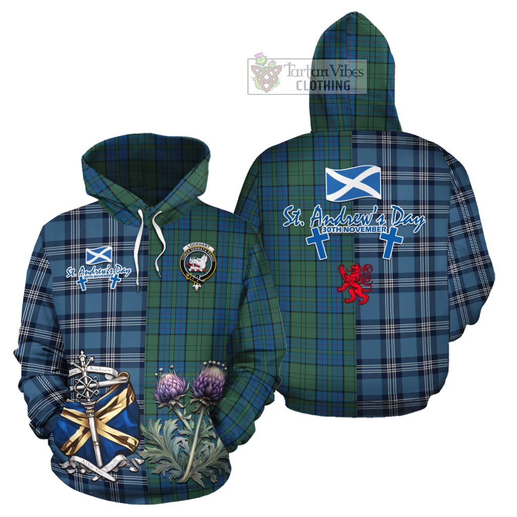 Lockhart Tartan Cotton Hoodie Happy St. Andrew's Day Half Tartan Style Zip Hoodie - Tartan Vibes Clothing