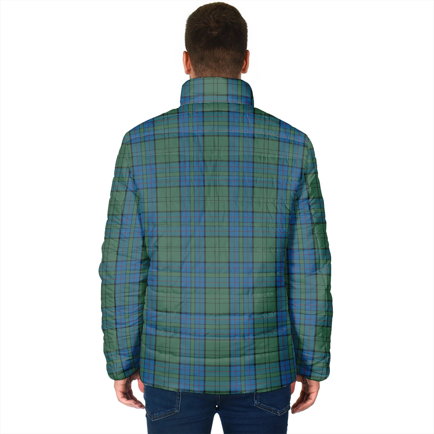 Lockhart Tartan Padded Jacket with Family Crest - Tartanvibesclothing