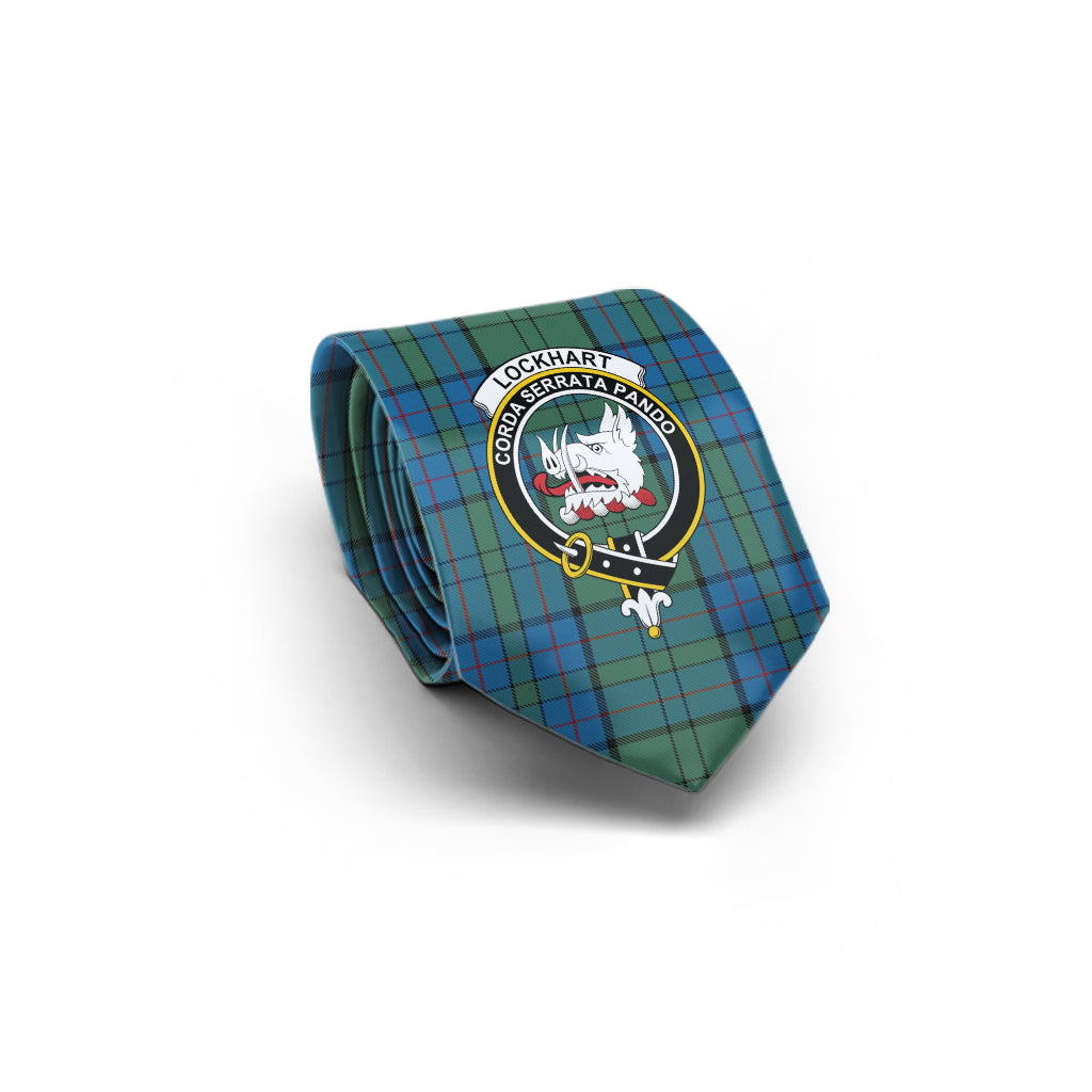Lockhart Tartan Classic Necktie with Family Crest - Tartan Vibes Clothing