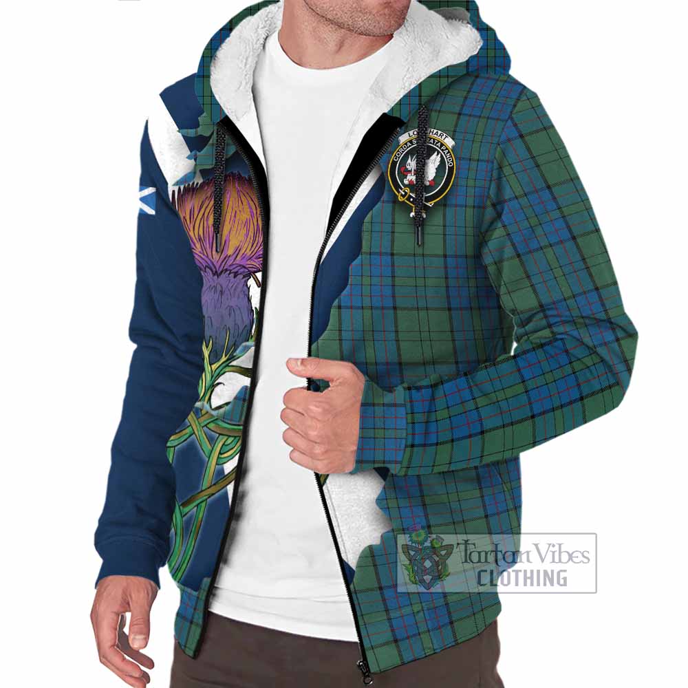 Lockhart Tartan Family Crest Sherpa Hoodie Scottish Thistle Celtic Inspired - Tartan Vibes Clothing