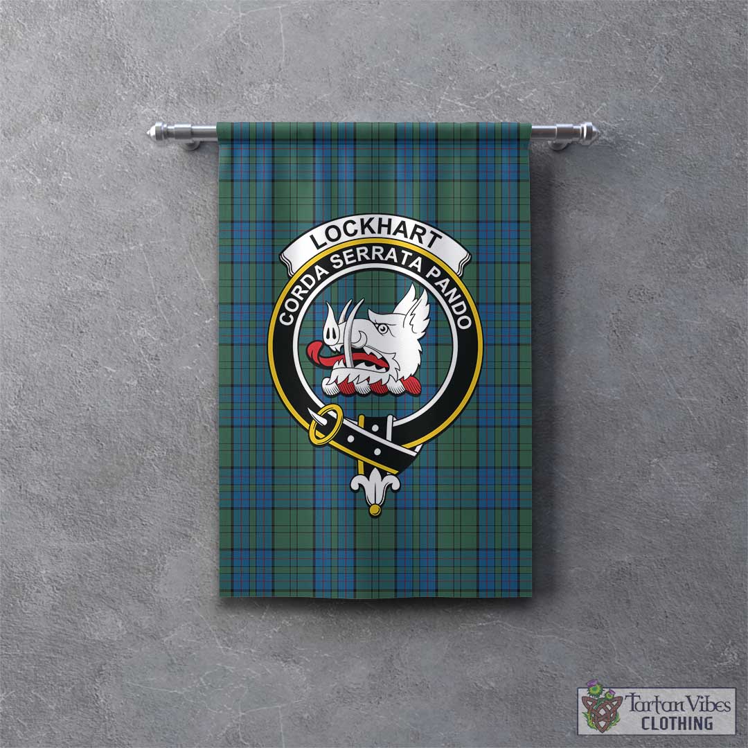 Lockhart Tartan Gonfalon, Tartan Banner with Family Crest - Tartan Vibes Clothing