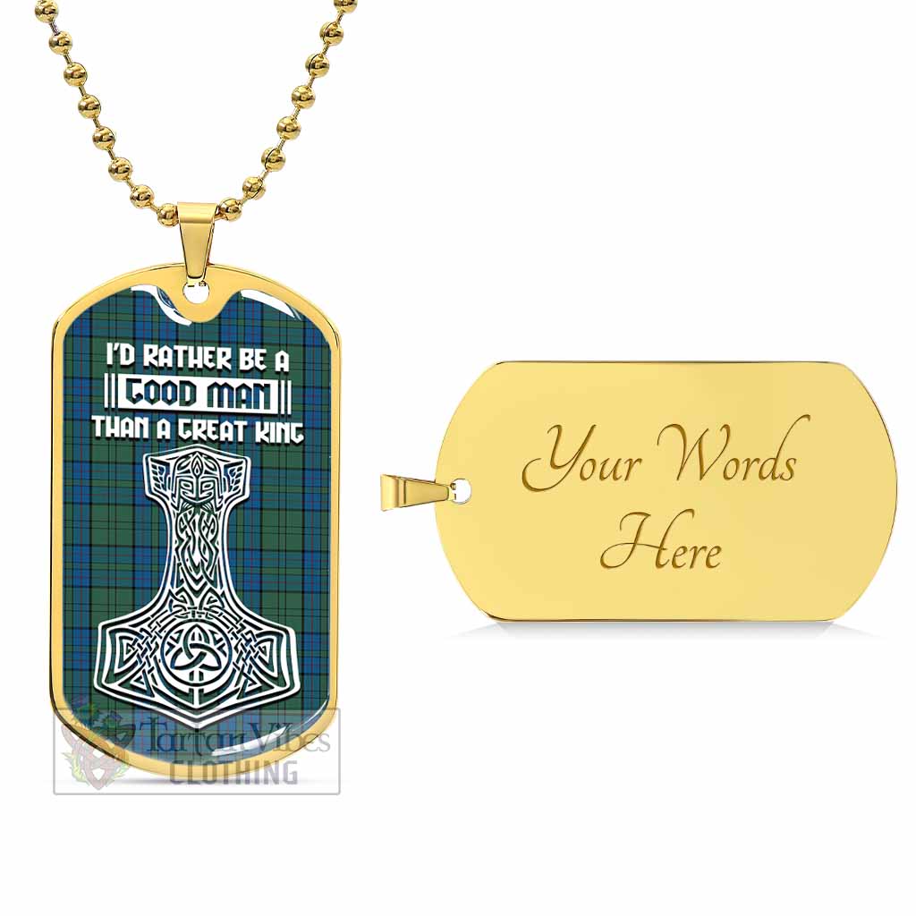 Lockhart Tartan Dog Tag Necklace Viking Mjolnir Style Gold Yes - Tartan Vibes Clothing
