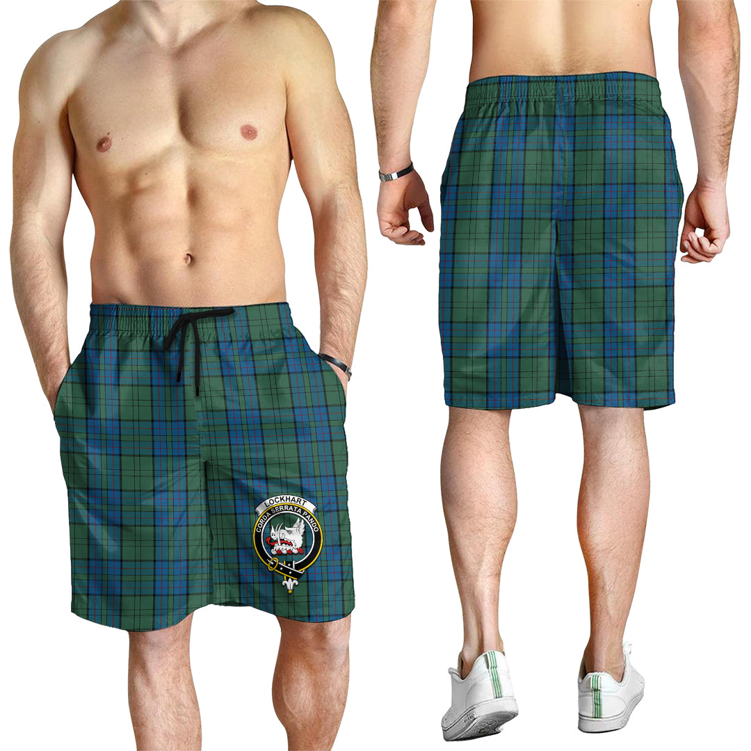 Lockhart Tartan Mens Shorts with Family Crest - Tartan Vibes Clothing
