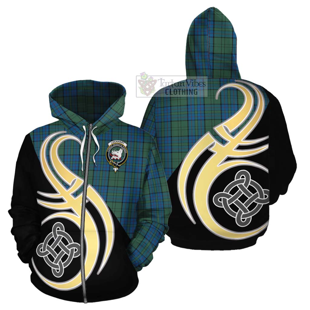 Lockhart Tartan Cotton Hoodie with Family Crest and Celtic Symbol Style - Tartan Vibes Clothing