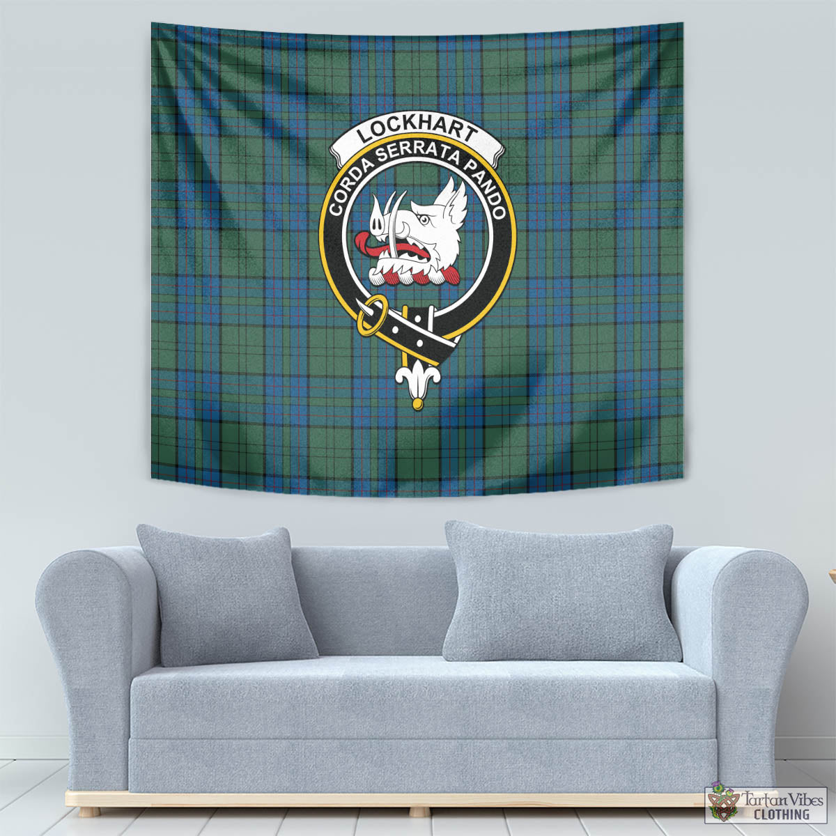Lockhart Tartan Tapestry Wall Hanging and Home Decor for Room with Family Crest - Tartan Vibes Clothing