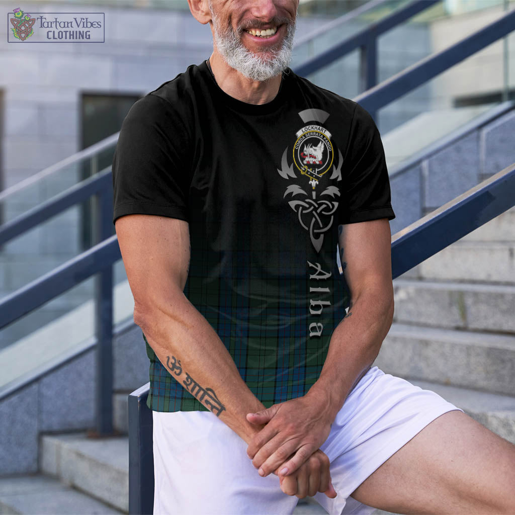 Lockhart Tartan T-Shirt Featuring Alba Gu Brath Family Crest Celtic Inspired - Tartan Vibes Clothing