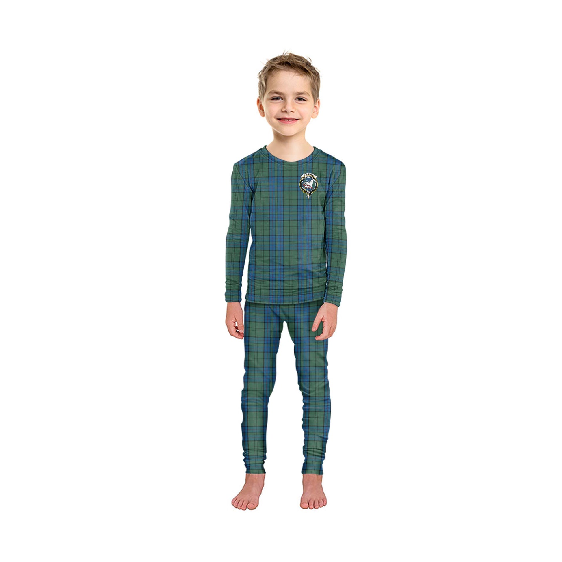 Lockhart Tartan Pajamas Family Set with Family Crest - Tartan Vibes Clothing