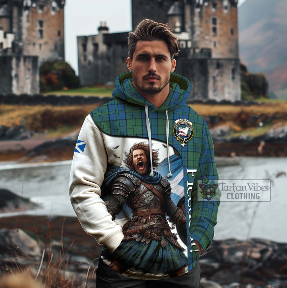 Tartan Vibes Clothing Lockhart Crest Tartan Cotton Hoodie Inspired by the Freedom of Scottish Warrior