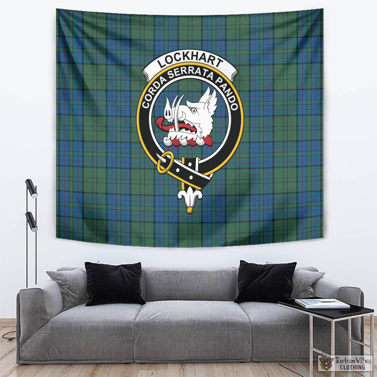 Lockhart Tartan Tapestry Wall Hanging and Home Decor for Room with Family Crest - Tartan Vibes Clothing