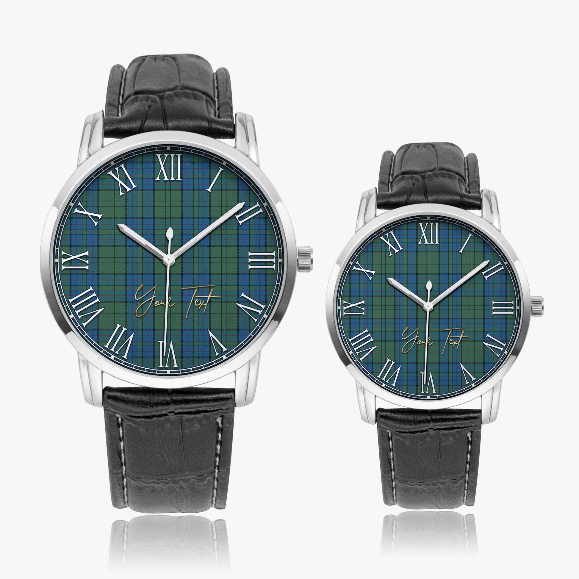 Lockhart Tartan Personalized Your Text Leather Trap Quartz Watch - Tartan Vibes Clothing