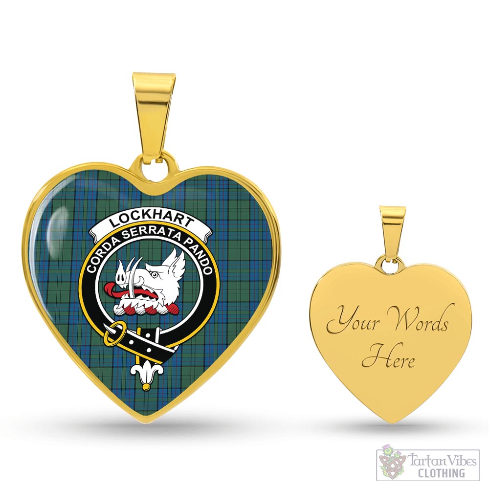 Lockhart Tartan Heart Necklace with Family Crest Luxury Necklace (Gold) Yes - Tartan Vibes Clothing