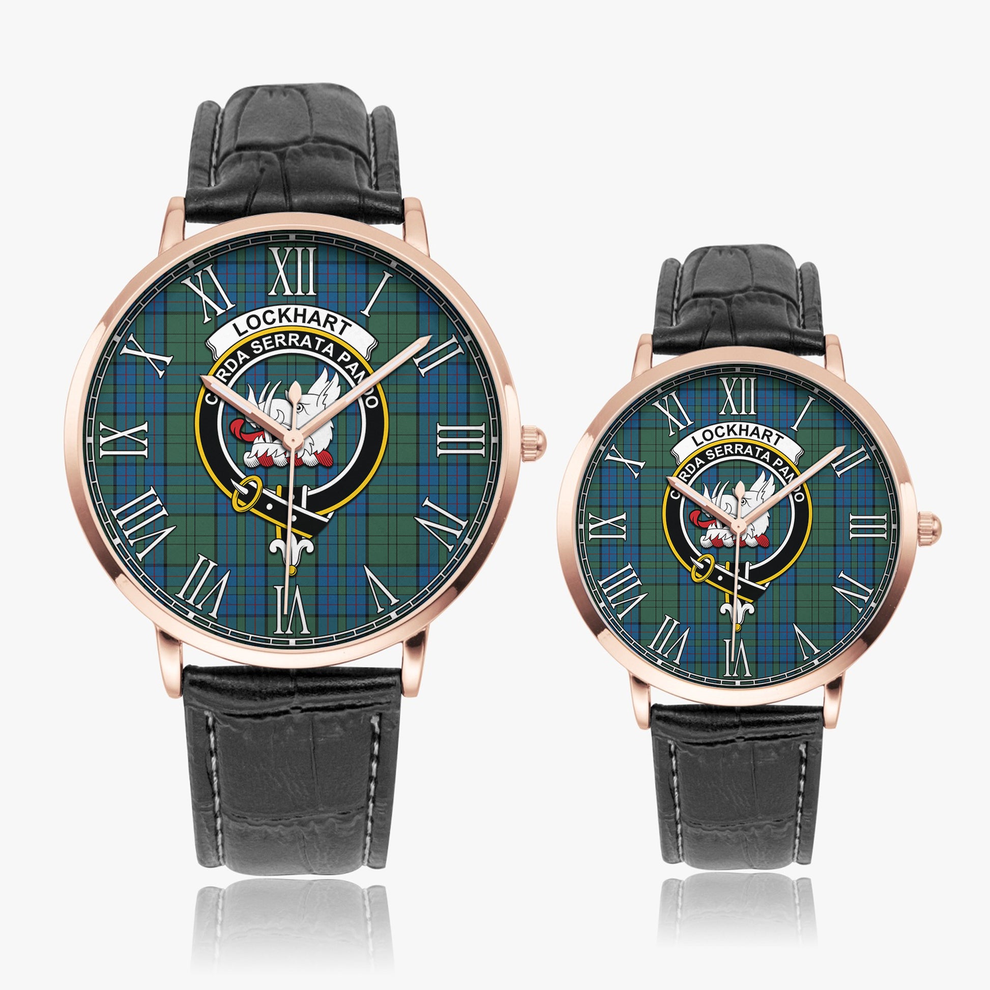 Lockhart Tartan Family Crest Leather Strap Quartz Watch - Tartan Vibes Clothing