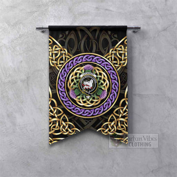 Lockhart Clan Crest Gonfalon Celtic Scottish Thistle
