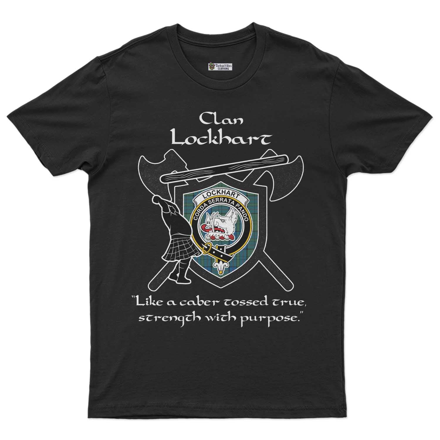 Lockhart Clan Crest Highland Game T Shirt Strength With Purpose Style Unisex S Cotton Fabric - Tartan Vibes Clothing
