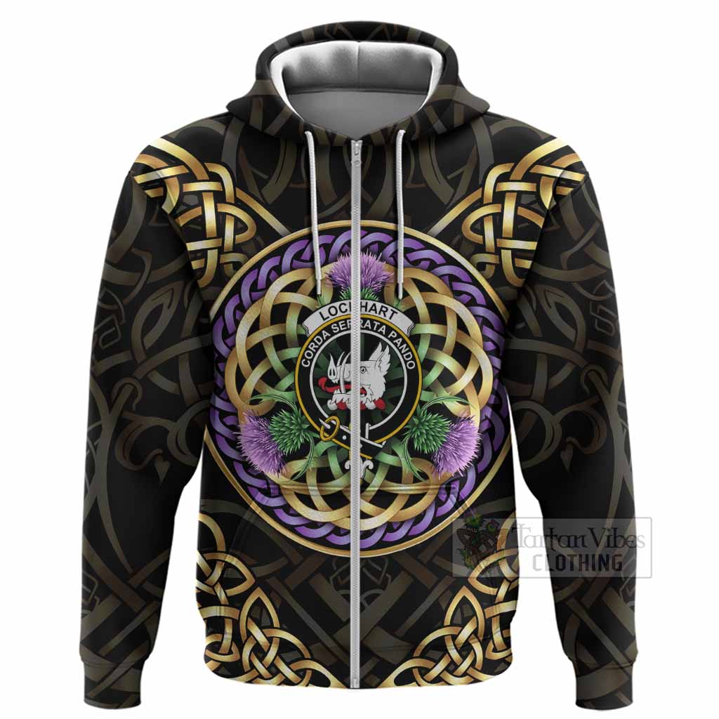 Lockhart Clan Crest Hoodie Celtic Scottish Thistle Zip Hoodie - Tartan Vibes Clothing
