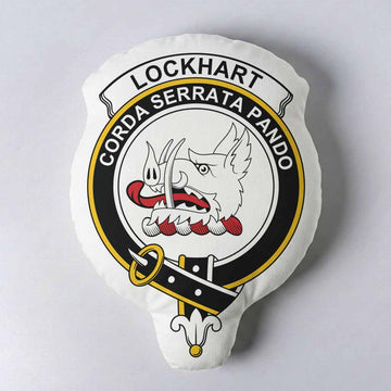 Lockhart Clan Crest Shaped Throw Pillow, Scottish Clan Badge Decorative Pillow