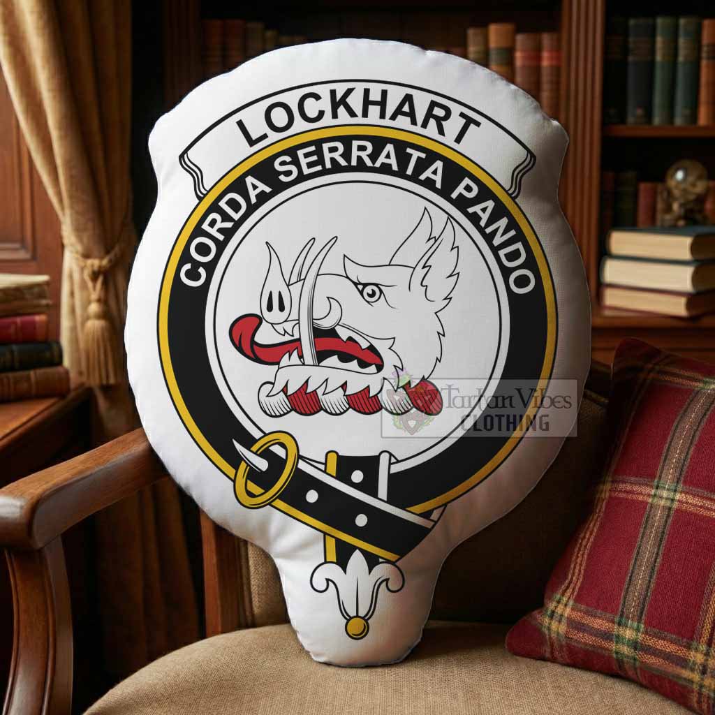 Lockhart Clan Crest Shaped Throw Pillow, Scottish Clan Badge Decorative Pillow - Tartan Vibes Clothing