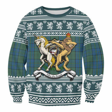 Lockhart Clan Tartan Crest Christmas Sweatshirt Coat of Arms Funny Style - Tartan Vibes Clothing