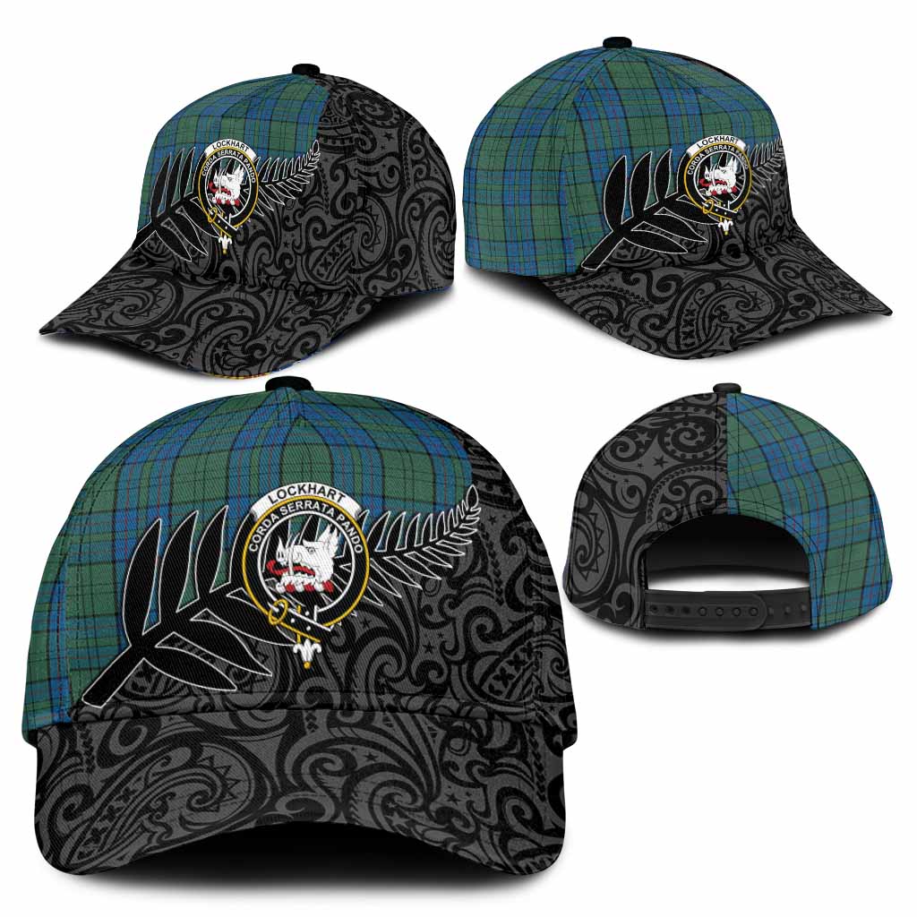 Lockhart Crest Tartan Classic Cap with New Zealand Silver Fern Half Style