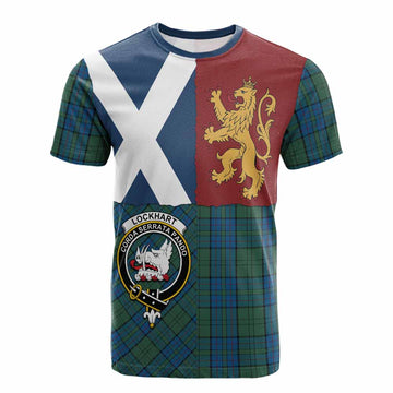 Lockhart Crest Tartan Cotton T-shirt with Lion Rampant Saltire Style