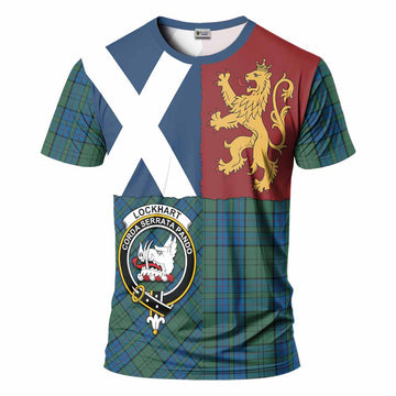 Lockhart Crest Tartan T-Shirt with Lion Rampant Saltire Style