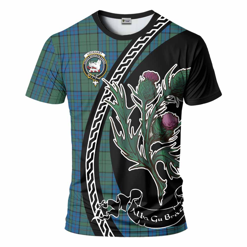 Lockhart Family Crest Tartan T-Shirt Alba Thistle Inspired - Tartan Vibes Clothing