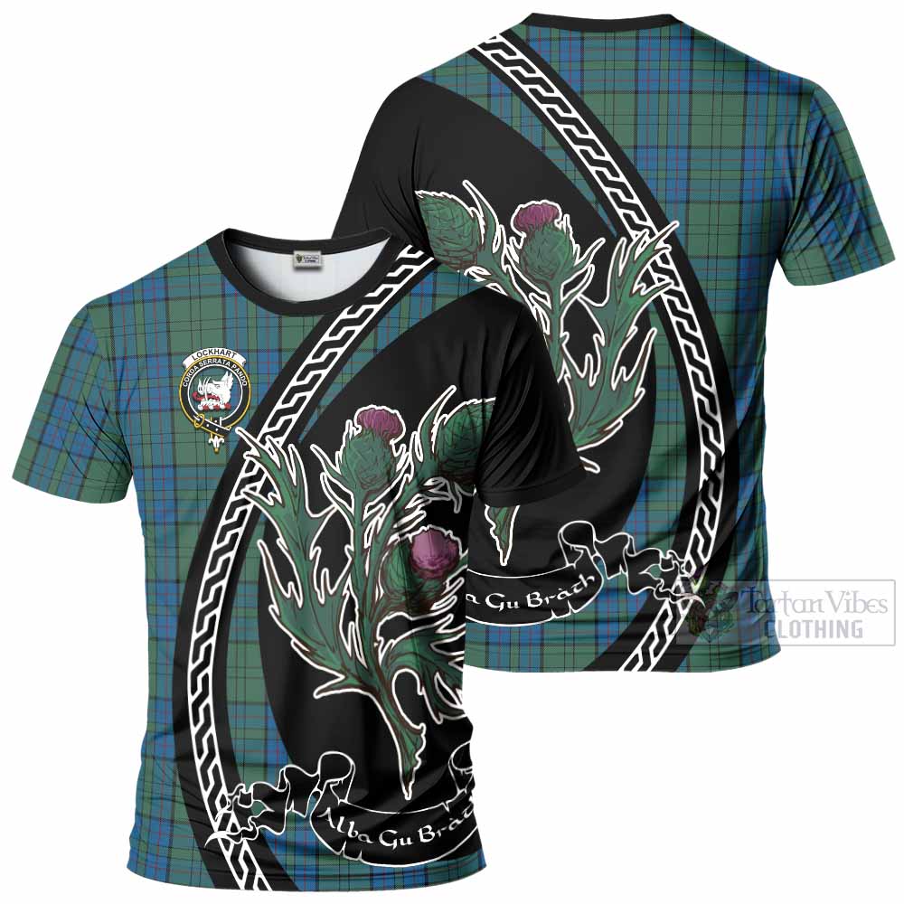 Lockhart Family Crest Tartan T-Shirt Alba Thistle Inspired - Tartan Vibes Clothing