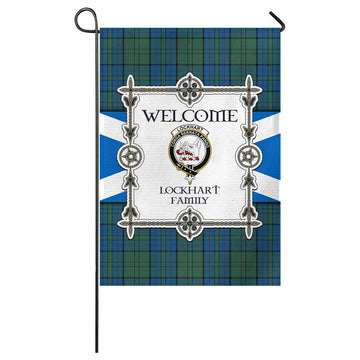 Lockhart Family Crest Tartan Welcome Garden Flag Saltire Harmony Style