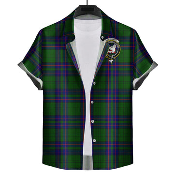 Lockhart Modern Tartan Short Sleeve Button Down Shirt with Family Crest