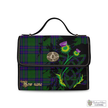 Lockhart Modern Tartan Waterproof Canvas Bag with Scotland Map and Thistle Celtic Accents