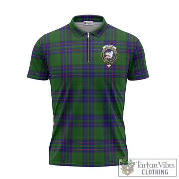 Lockhart Modern Tartan Zipper Polo Shirt with Family Crest